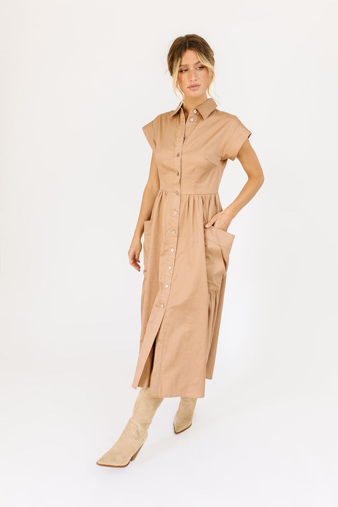 mindy collared midi dress