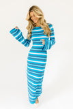 liza striped maxi dress