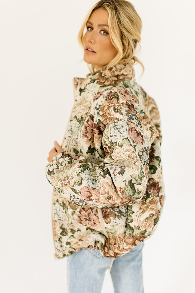 isabel quilted floral jacket // sage – shop zoco