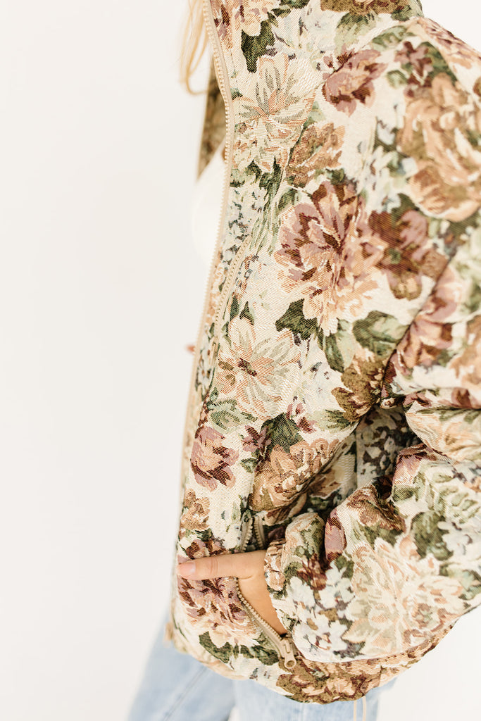 isabel quilted floral jacket // sage