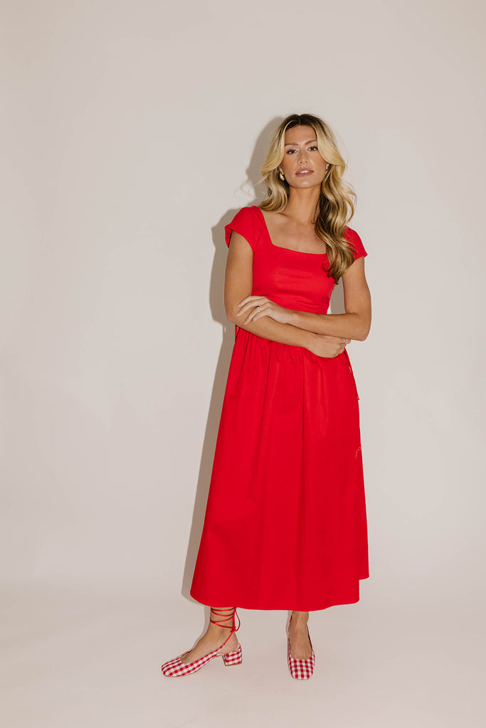 afterglow midi dress // red