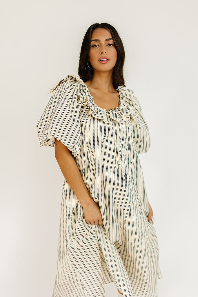 good luck puff sleeve dress // blue stripes *zoco exclusive*