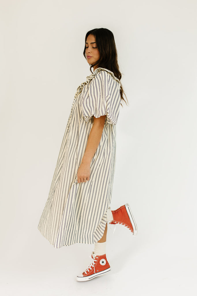 good luck puff sleeve dress // blue stripes *zoco exclusive*