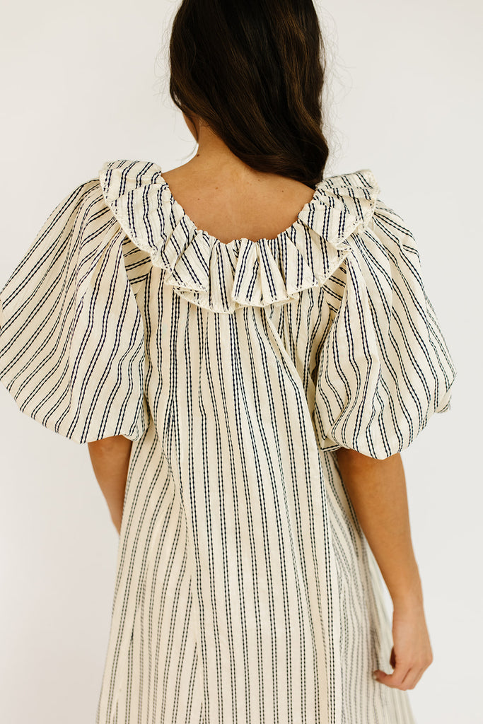 good luck puff sleeve dress // blue stripes *zoco exclusive*