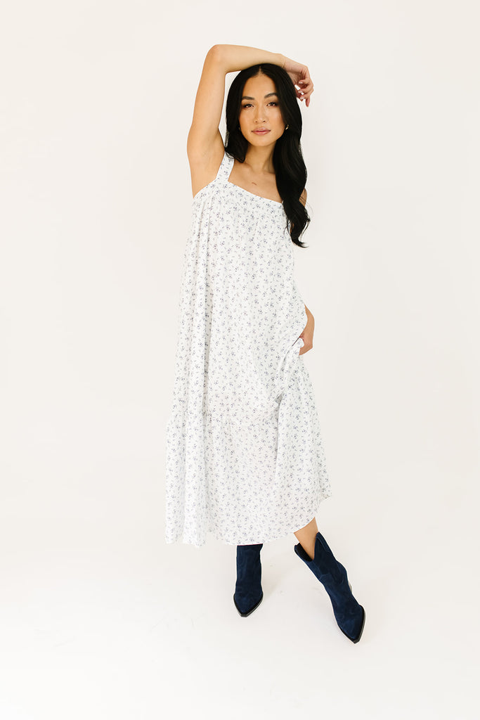 buttercup floral maxi dress // blue