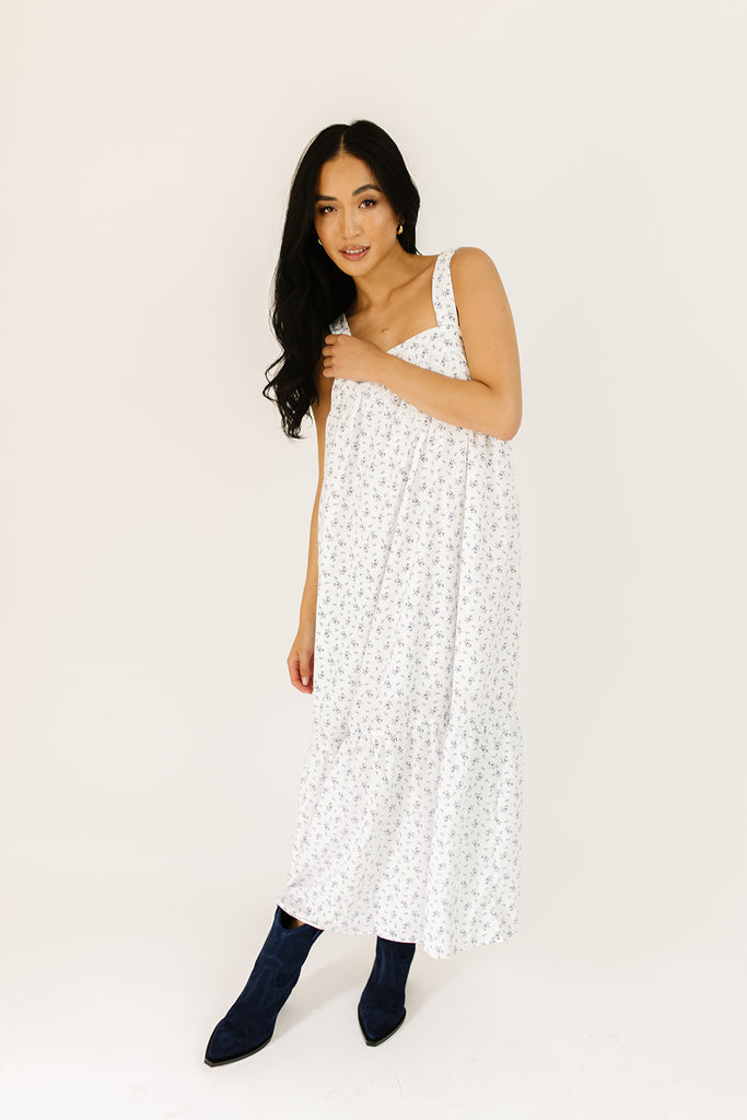 buttercup floral maxi dress // blue