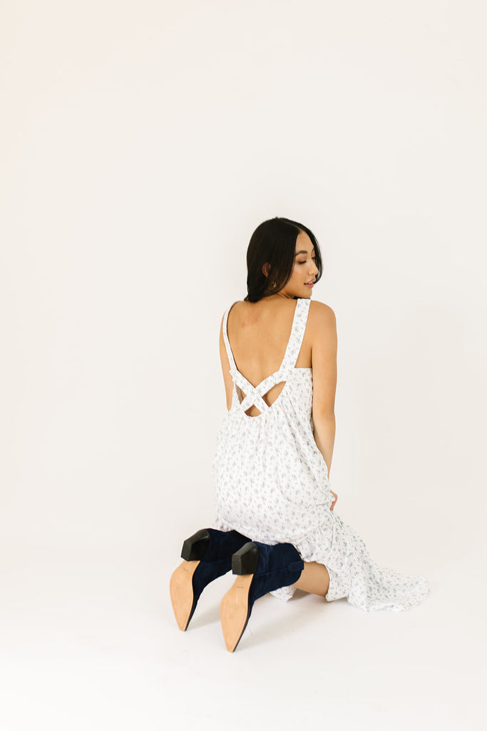 buttercup floral maxi dress // blue
