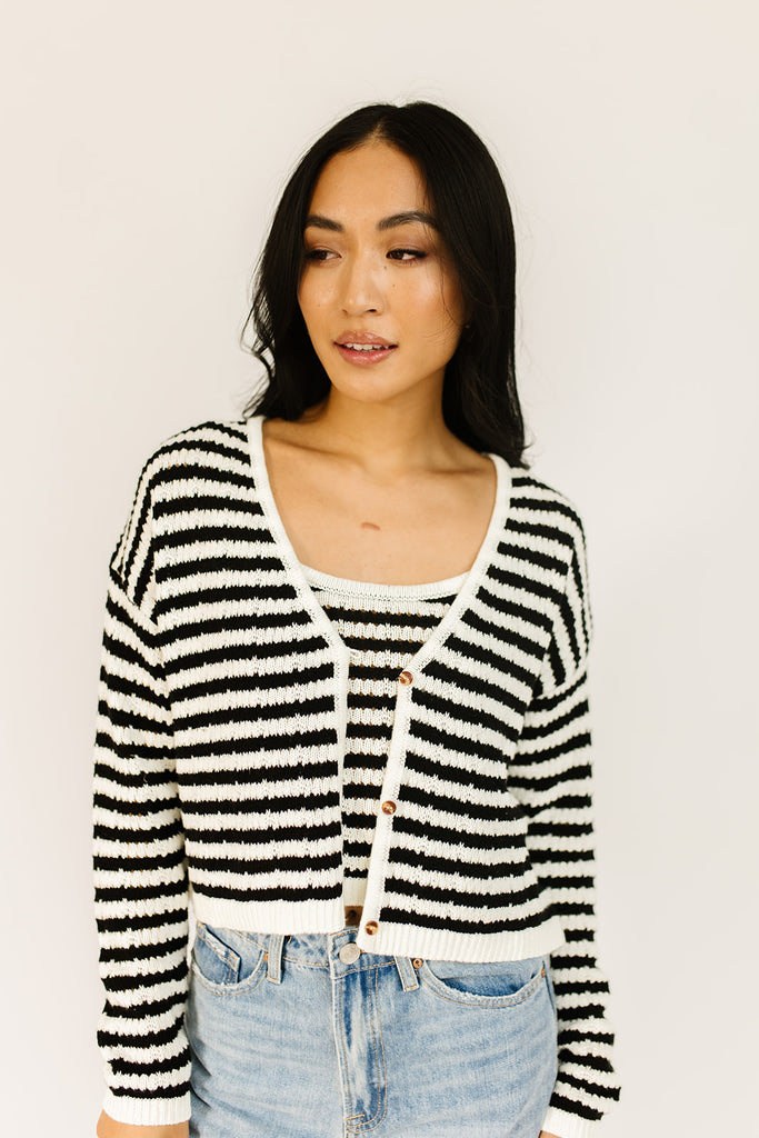 likewise striped sweater set