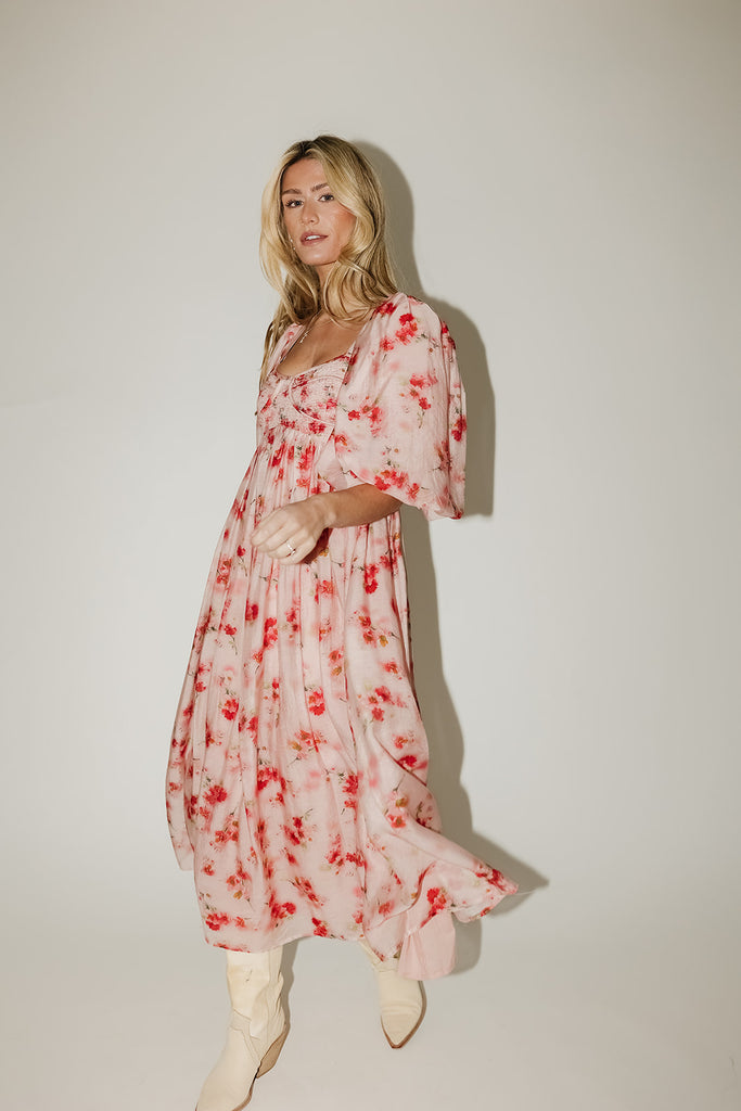 gala midi dress // pink watercolor *zoco exclusive*