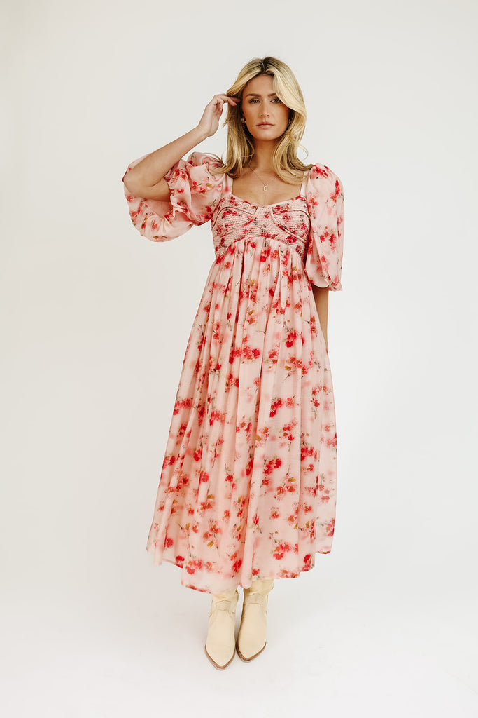 gala midi dress // pink watercolor *zoco exclusive*