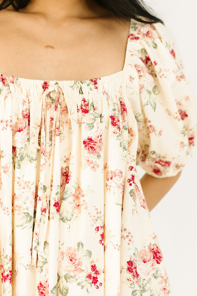 champagne floral mini dress