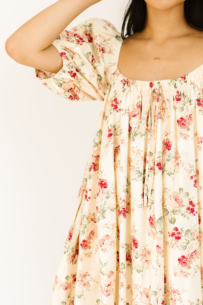 champagne floral mini dress