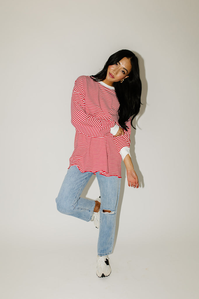 stone cold striped top // red *preorder*