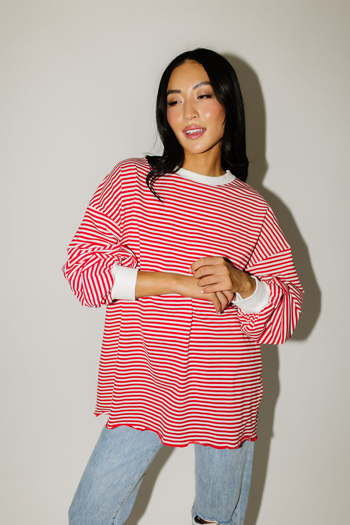 stone cold striped top // red *preorder*