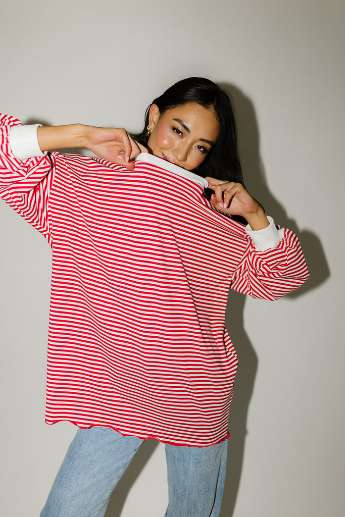 stone cold striped top // red *preorder*