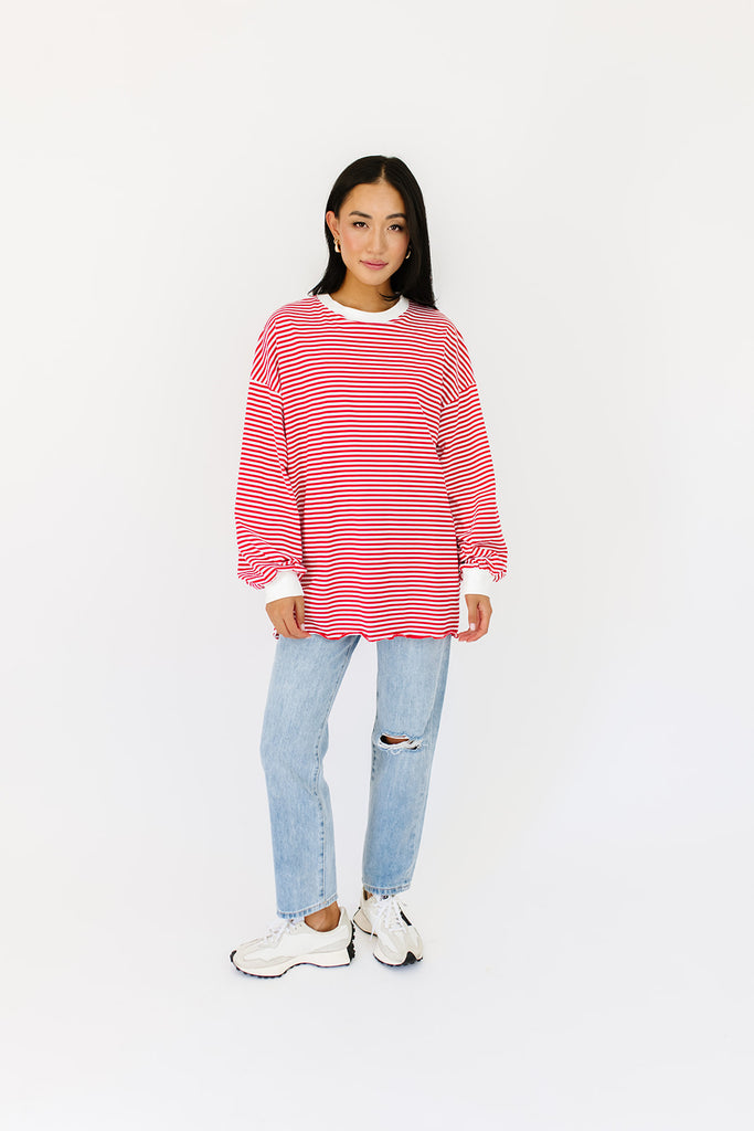 stone cold striped top // red *preorder*