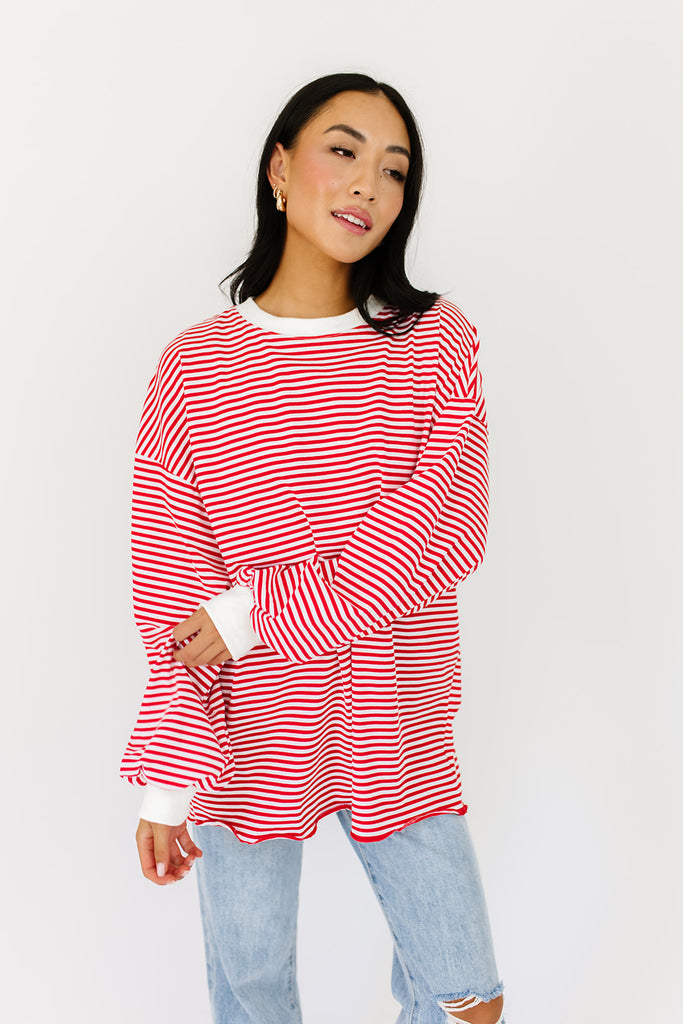 stone cold striped top // red *preorder*