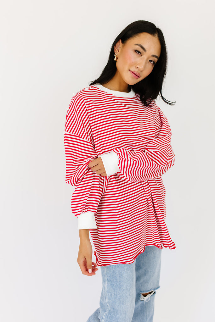 stone cold striped top // red *preorder*