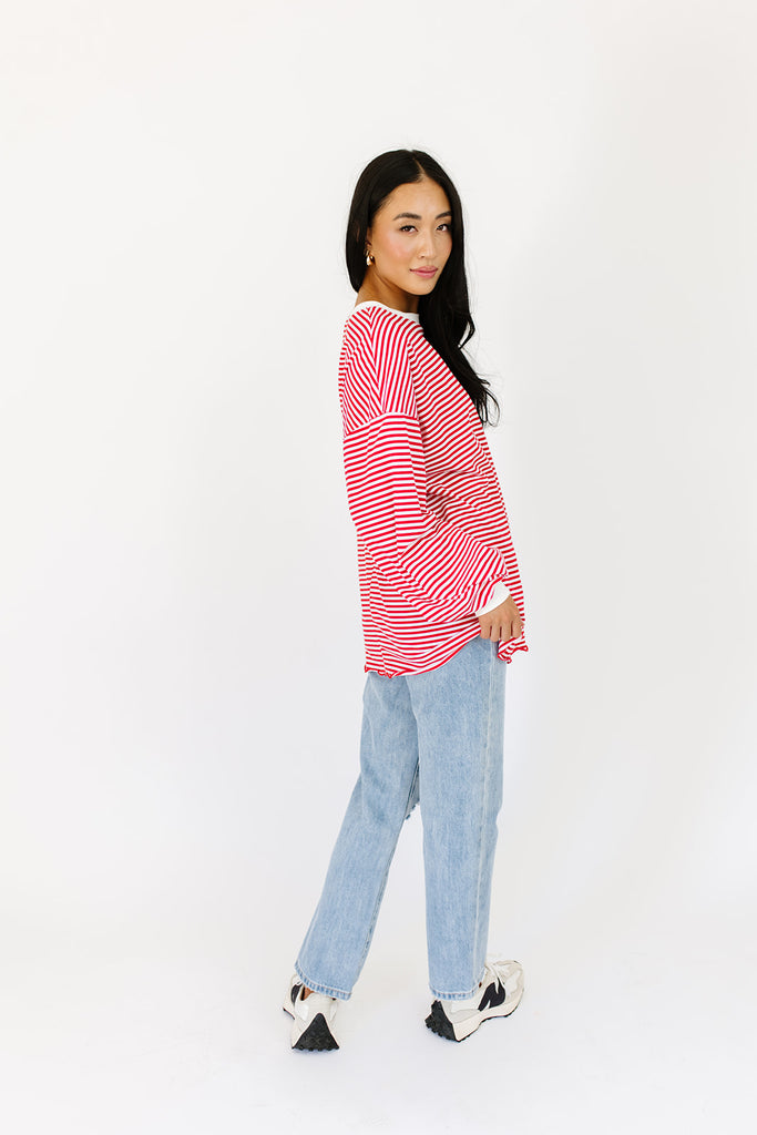 stone cold striped top // red *preorder*