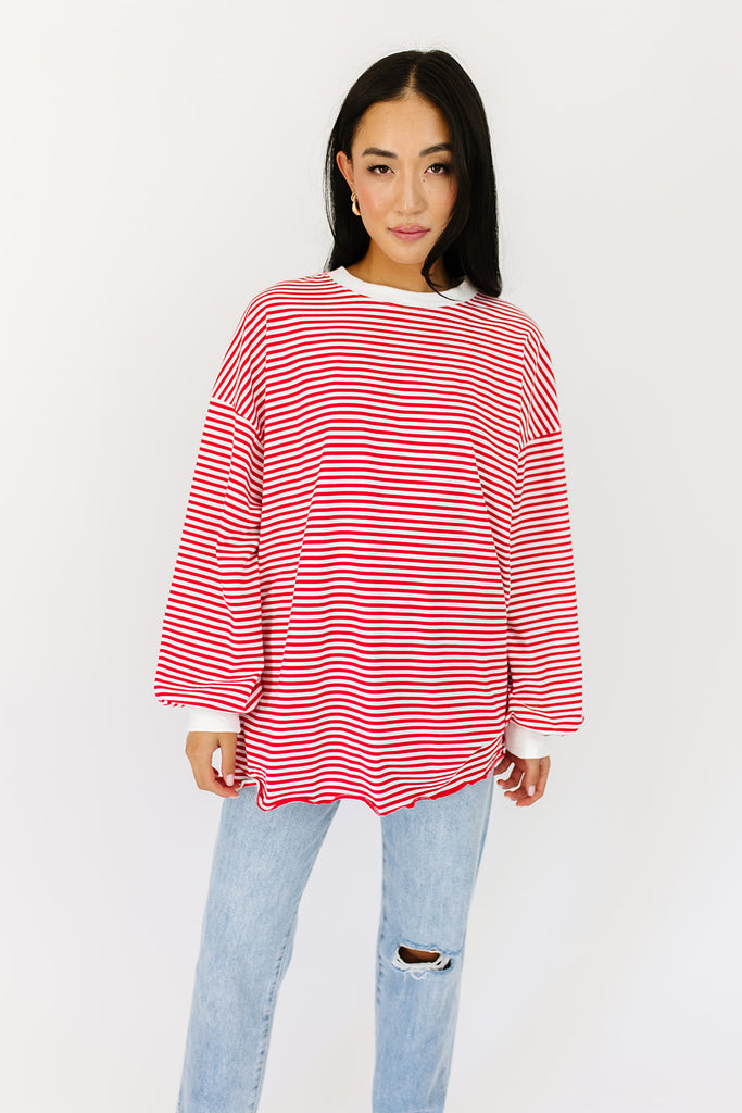 stone cold striped top // red *preorder*