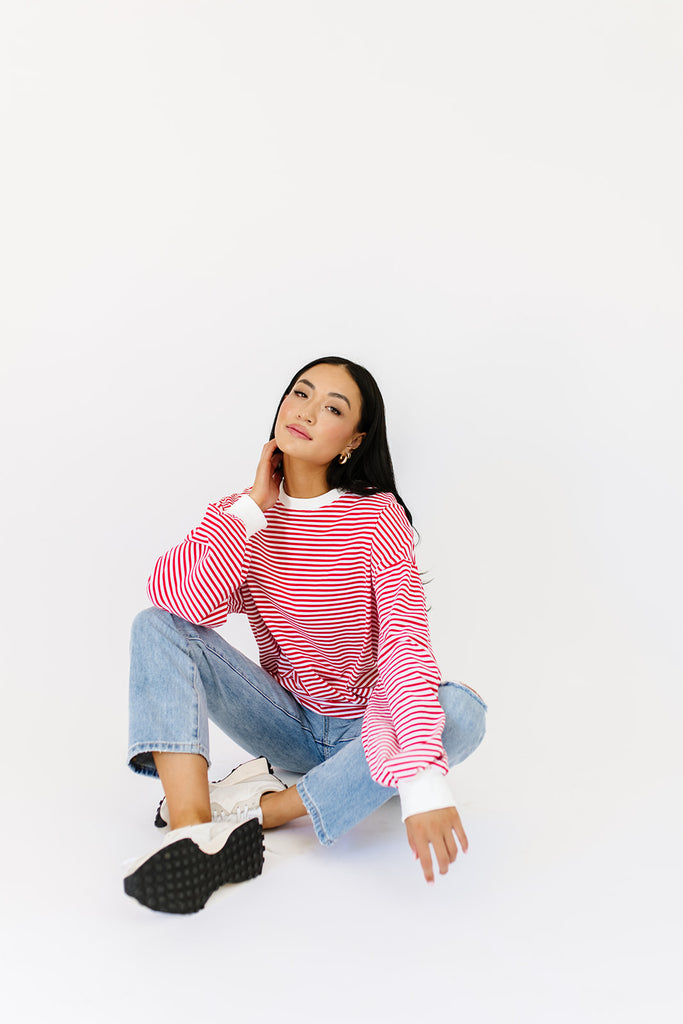 stone cold striped top // red *preorder*