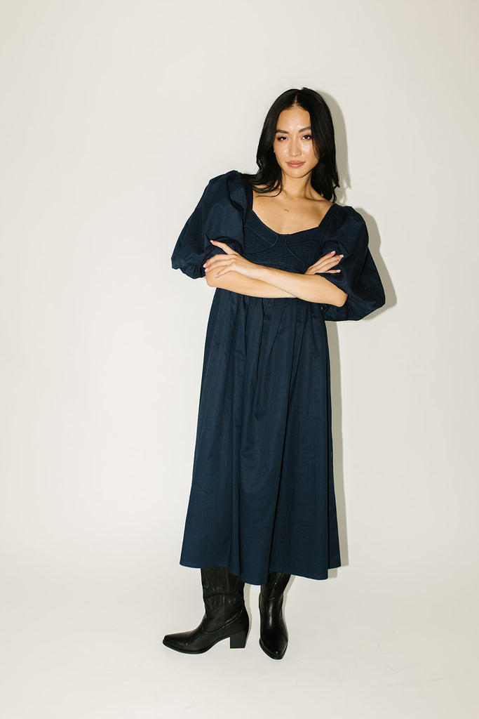 gala midi dress // navy