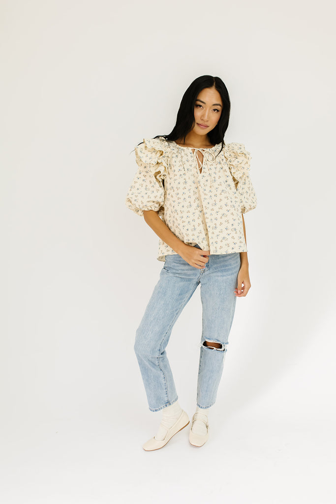lily floral puff sleeve top