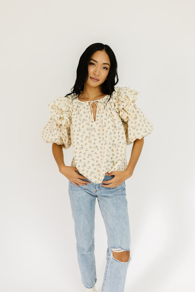 lily floral puff sleeve top