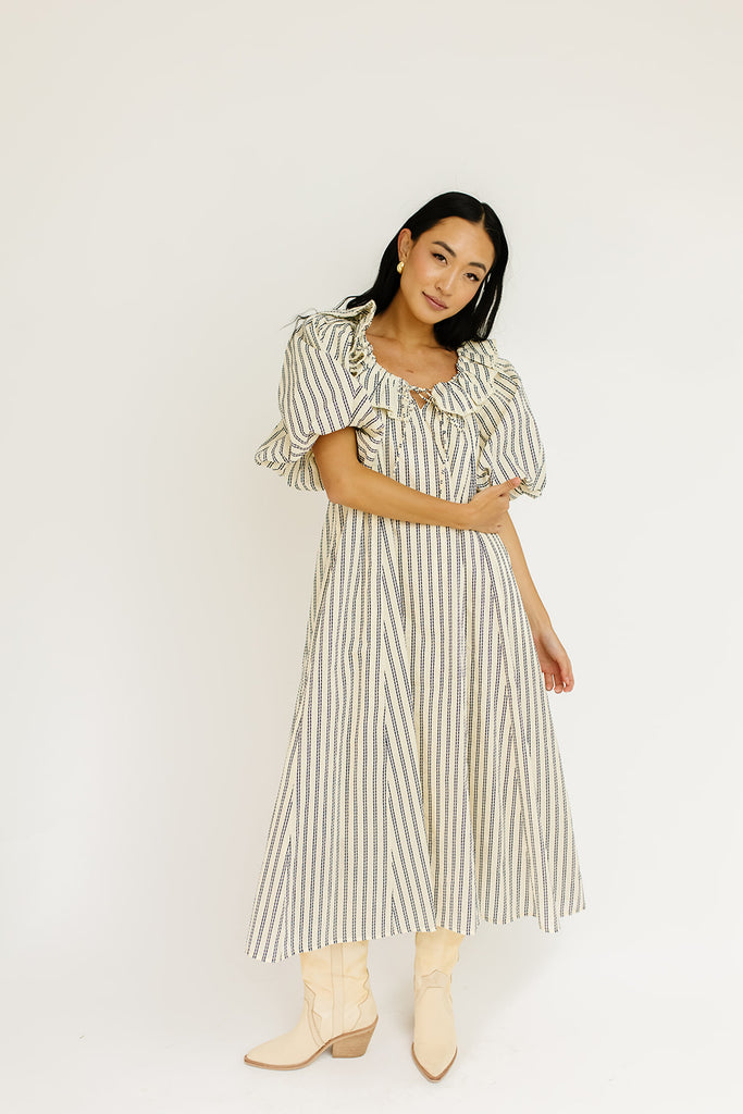 good luck puff sleeve dress // blue stripes *zoco exclusive*