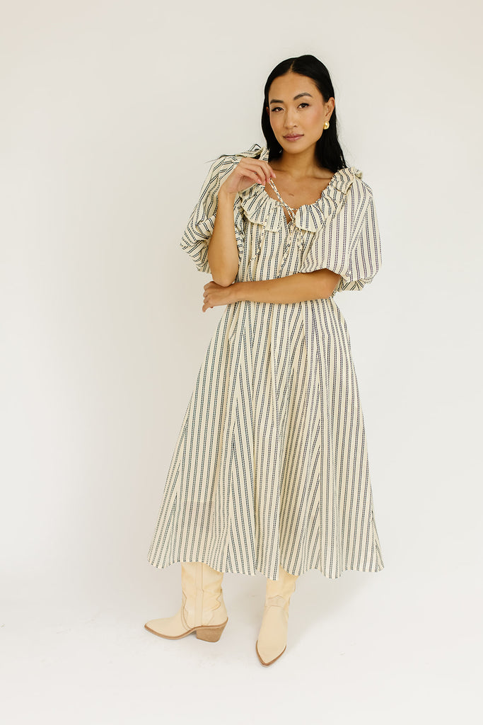 good luck puff sleeve dress // blue stripes *zoco exclusive*