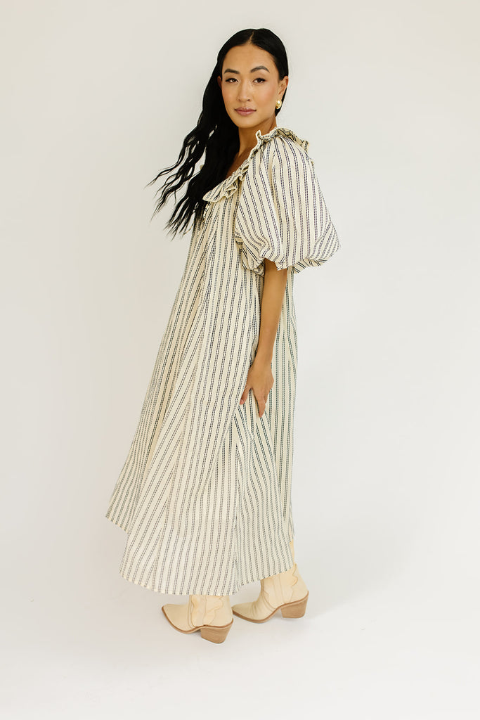 good luck puff sleeve dress // blue stripes *zoco exclusive*