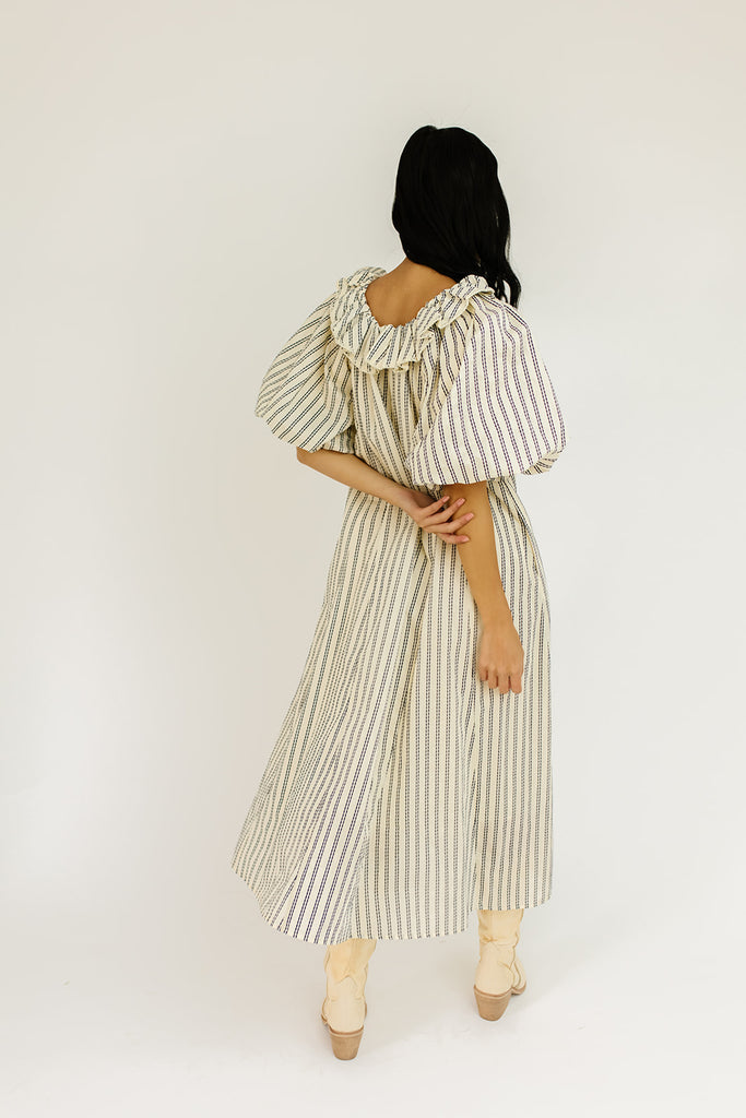 good luck puff sleeve dress // blue stripes *zoco exclusive*