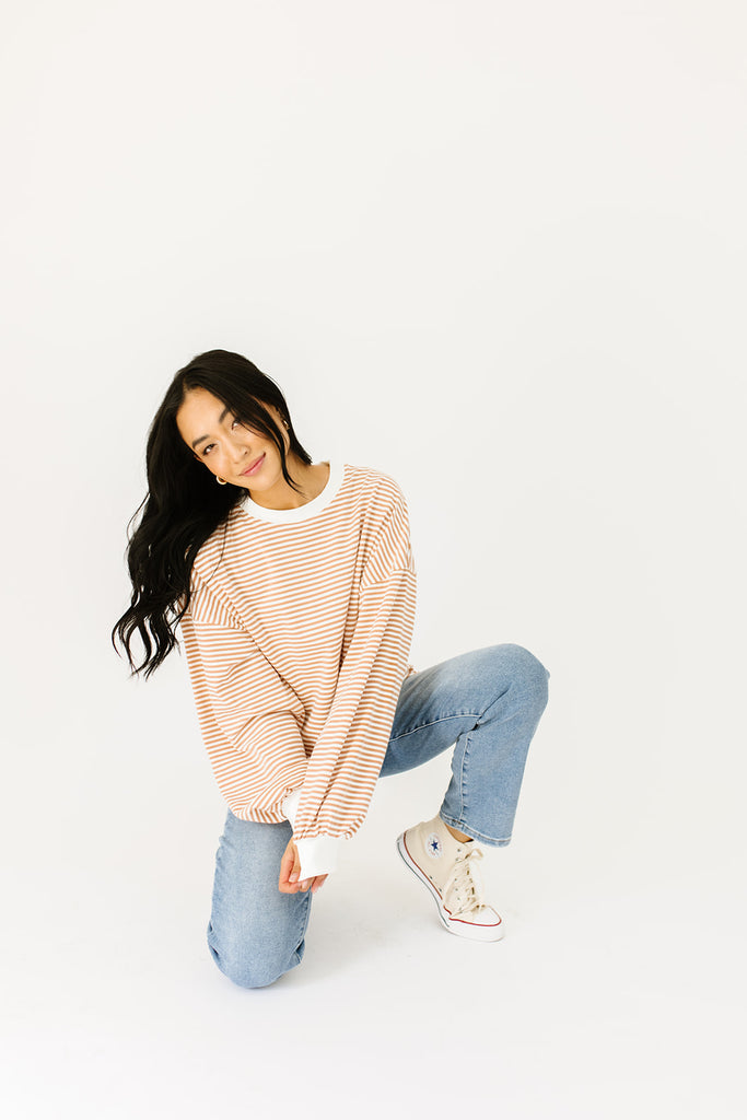 stone cold striped top // latte *preorder*