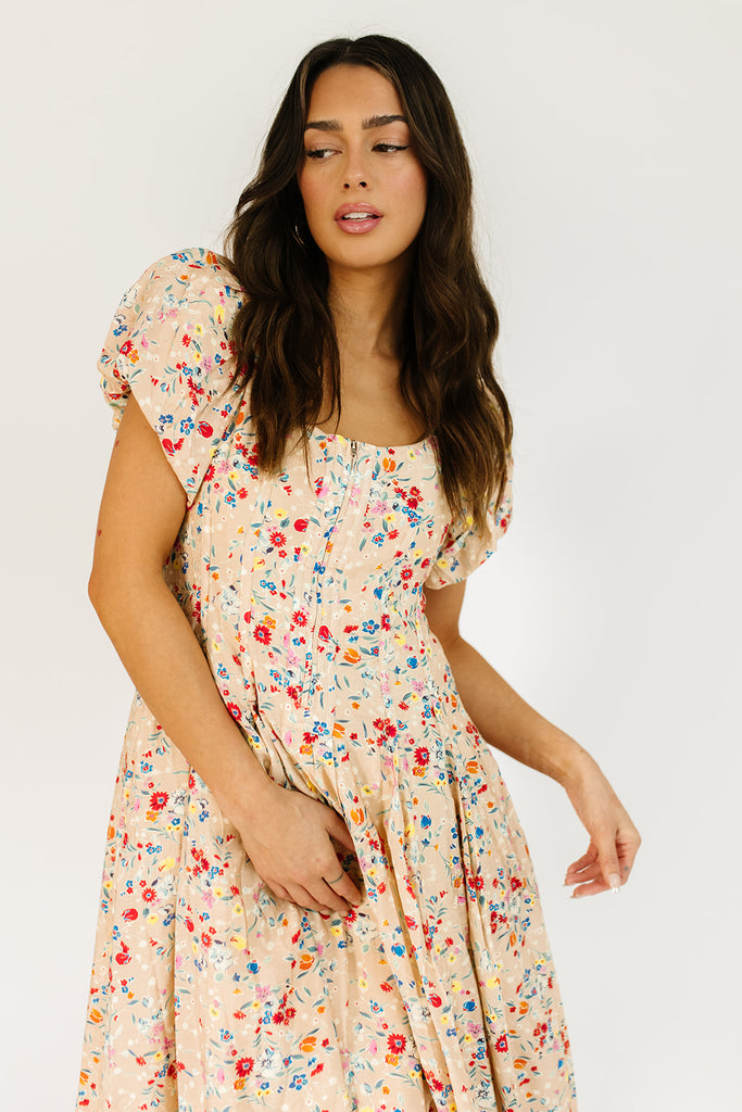 doe zipper midi dress // floral *zoco exclusive*