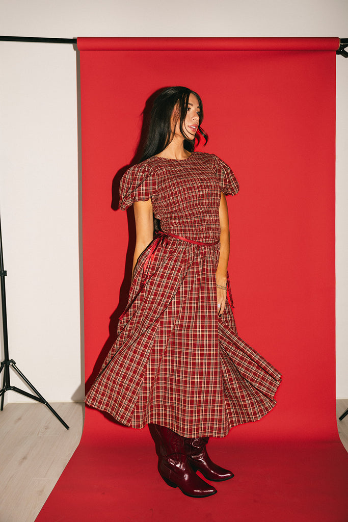 gia smocked dress // red *zoco exclusive*