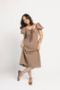 rory midi dress // brown gingham