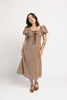 rory midi dress // brown gingham