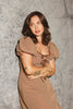 rory midi dress // brown gingham