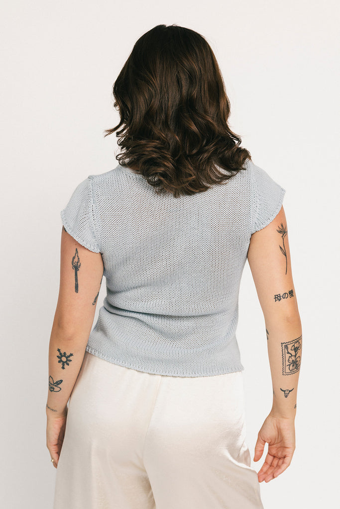 tiara knit top // baby blue