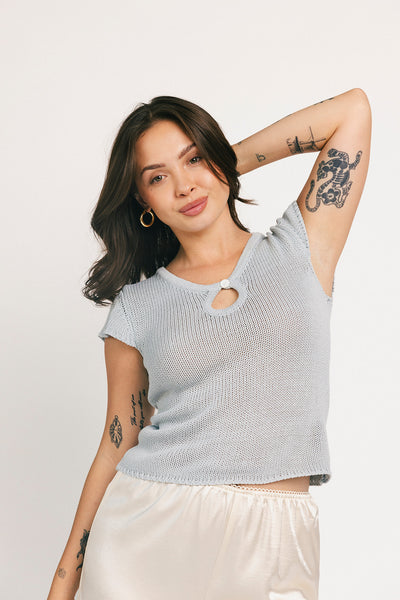 tiara knit top // baby blue