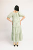 zoco daymaker dress: puff sleeve mint maxi dress with an elastic neckline. perfect for weddings, baby showers, + family pictures.
