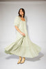 zoco daymaker dress: puff sleeve mint maxi dress with an elastic neckline. perfect for weddings, baby showers, + family pictures.
