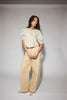 a vintage-inspired puff sleeve top with a pastel green pinstripe pattern + an oversized lace trim collar. the perfect elevated button up top for the office, dressy date nights, + everyday wear.
