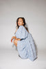 a blue puff sleeve mini dress with lace tiered details + a stretchy square neckline. perfect for family pictures, baby showers, weddings, + special occasions. 
