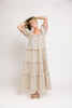 zoco daymaker dress: puff sleeve polka dot dress with an elastic neckline and pink trim details. perfect for weddings, baby showers, and family pictures.