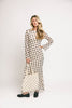 long sleeve polka dot maxi dress. perfect for date nights, cocktail parties, + fancy dinners.