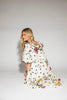 a polka dot puff sleeve dress with floral print details. the perfect polka dot midi dress for baby showers, family pictures, + special occasions. 

