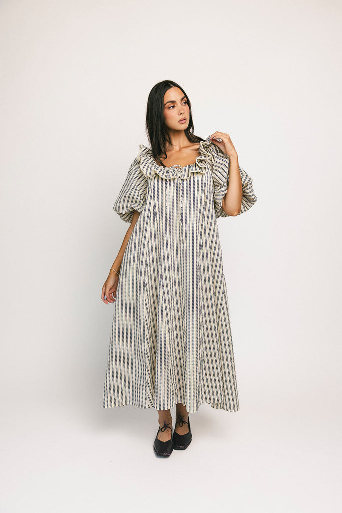 good luck puff sleeve dress // blue stripes *zoco exclusive*