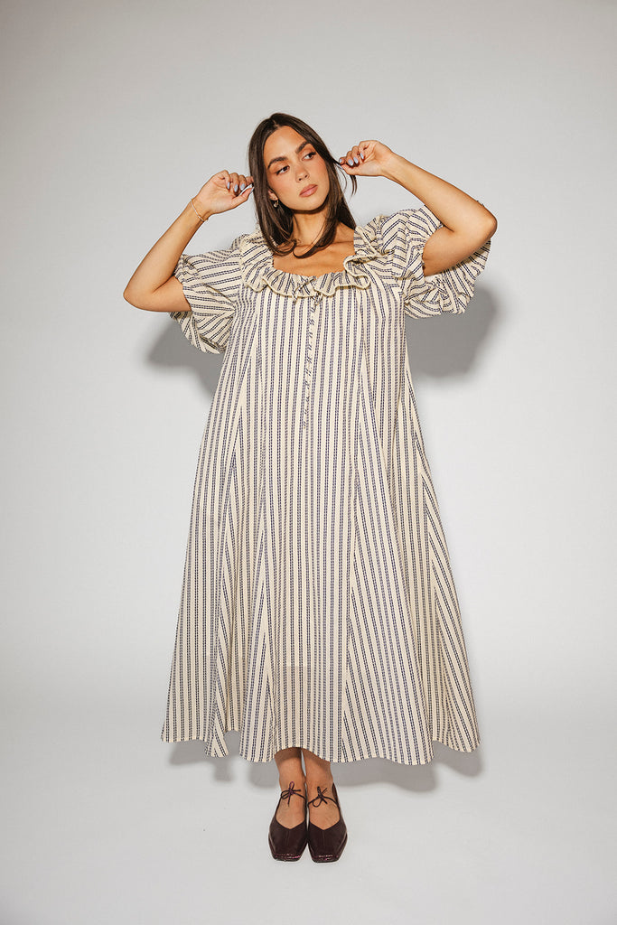 good luck puff sleeve dress // blue stripes *zoco exclusive*