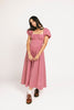 vintage-inspired puff sleeve dress with a square neckline. the perfect red gingham puff sleeve dress for rodeos, family pictures,+ semi-casual occasions.

